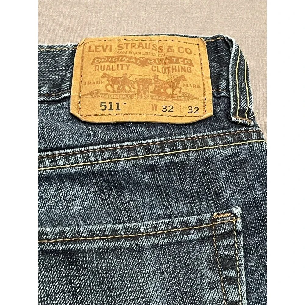 Levi's 511 Jeans Mens 32x32 Blue Skinny Fit Distressed Denim 100% Cotton